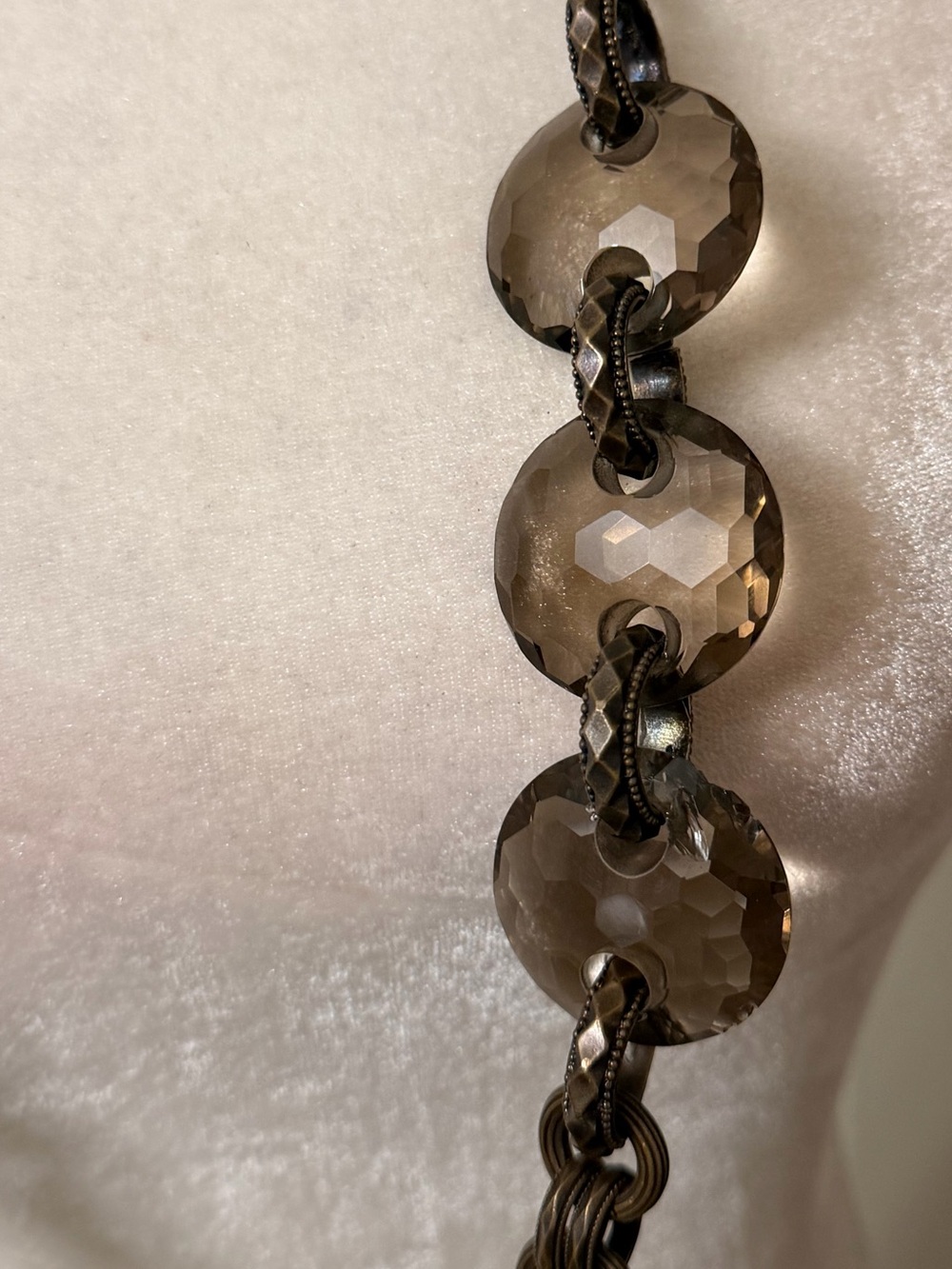 Stephen Dweck Bronze Multi-Stone Statement Necklace Pyrite Smoky Quartz - Picture 4 of 11